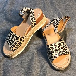 Leopard espadrille wedges